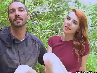French couple fucks sucks in the woods